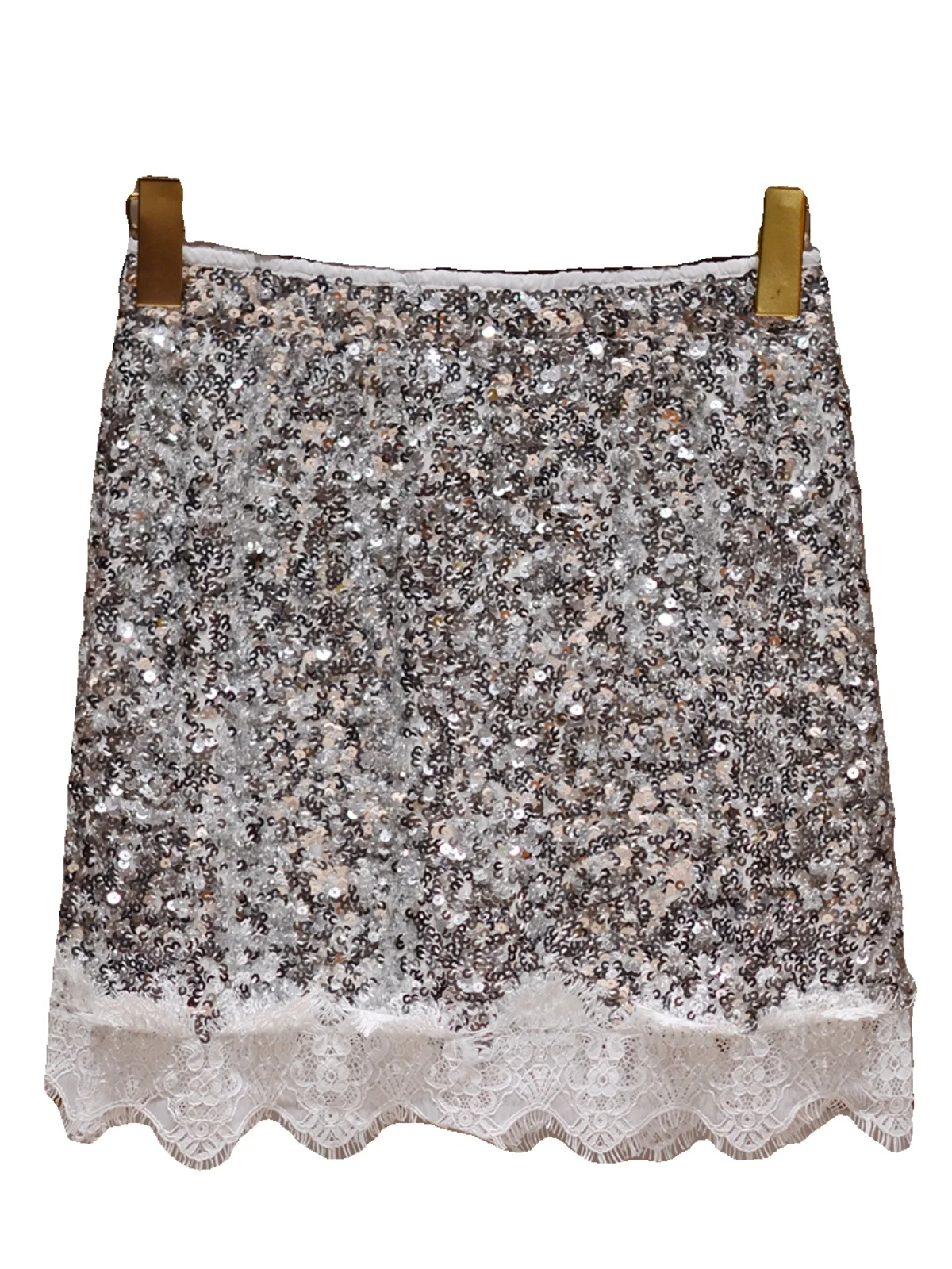 Schlankmachender Rock mit hoher Taille und Pailletten-Spitzen-Design. Ele Ladylike Commute Sle A-Linien-Rock von Xian für den Herbst 2025