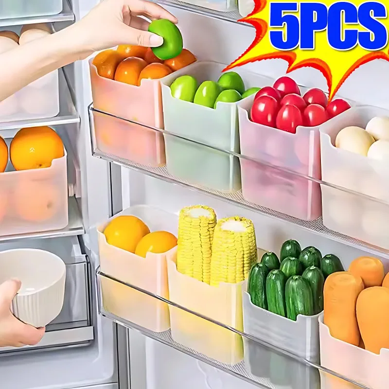 Food Storage Boxes Organizer Refrigerator Side Door Storage Box Vegetables and Fruits Fresh Preservation Box Organizer Kitchen