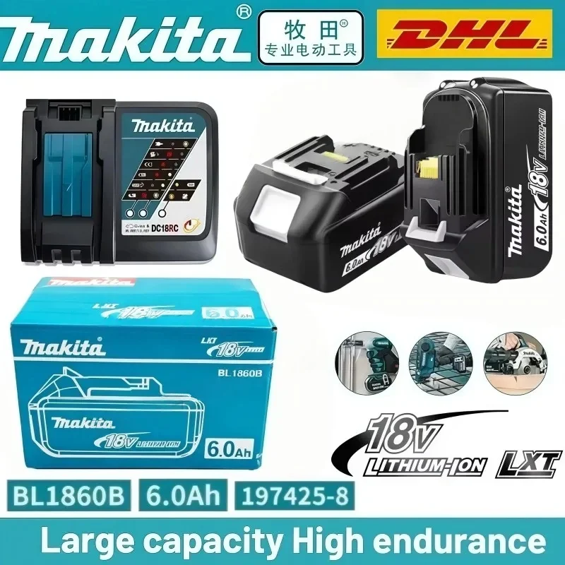 Genuine 6AH Makita BL1860 18V Battery Power Tools Li-ion Replacement LXT BL1850 BL1840 for 18V Screwdriver with BMS TPCELL 18V