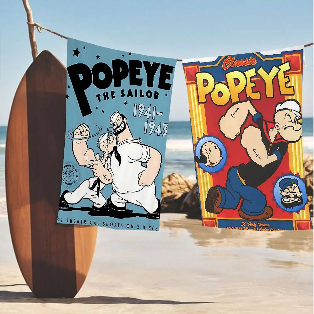 P-PopeyeS The SailorS Anime Beach Swimming Towel Soft Absorbent Washcloth Children's Gifts for Kids Travel Camping Gym