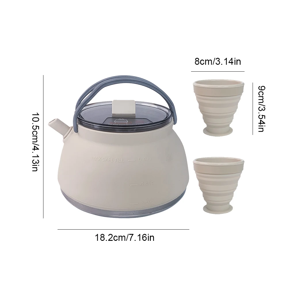 1.5L Outdoor Folding Silicone Kettle Portable Mini Boiling Water Pot with Handle Water Kettle Collapsible Cooking Pot for Travel