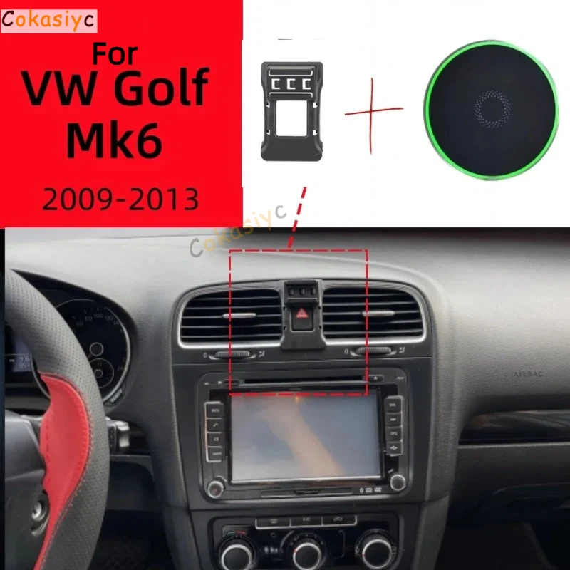Suporte magnético para celular para carro, para vw golf mk6 2009-2013, carregamento sem fio, base fixa especial, montagem magsafe, antiderrapante