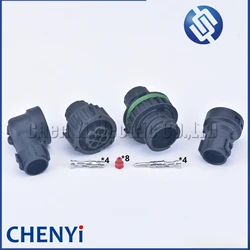 2 sets 4 Pin round odometer speed sensor plug Auto waterproof connector 1-967402-1 1-967325-1 with Pin cable Sheath For HOWO A7