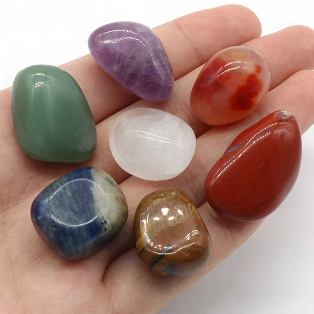 AA83 Seven Chakra Set Natural Aura Mixed Crystal Home Decoration Healing Polished Gemstone Collection Amulet Necklace