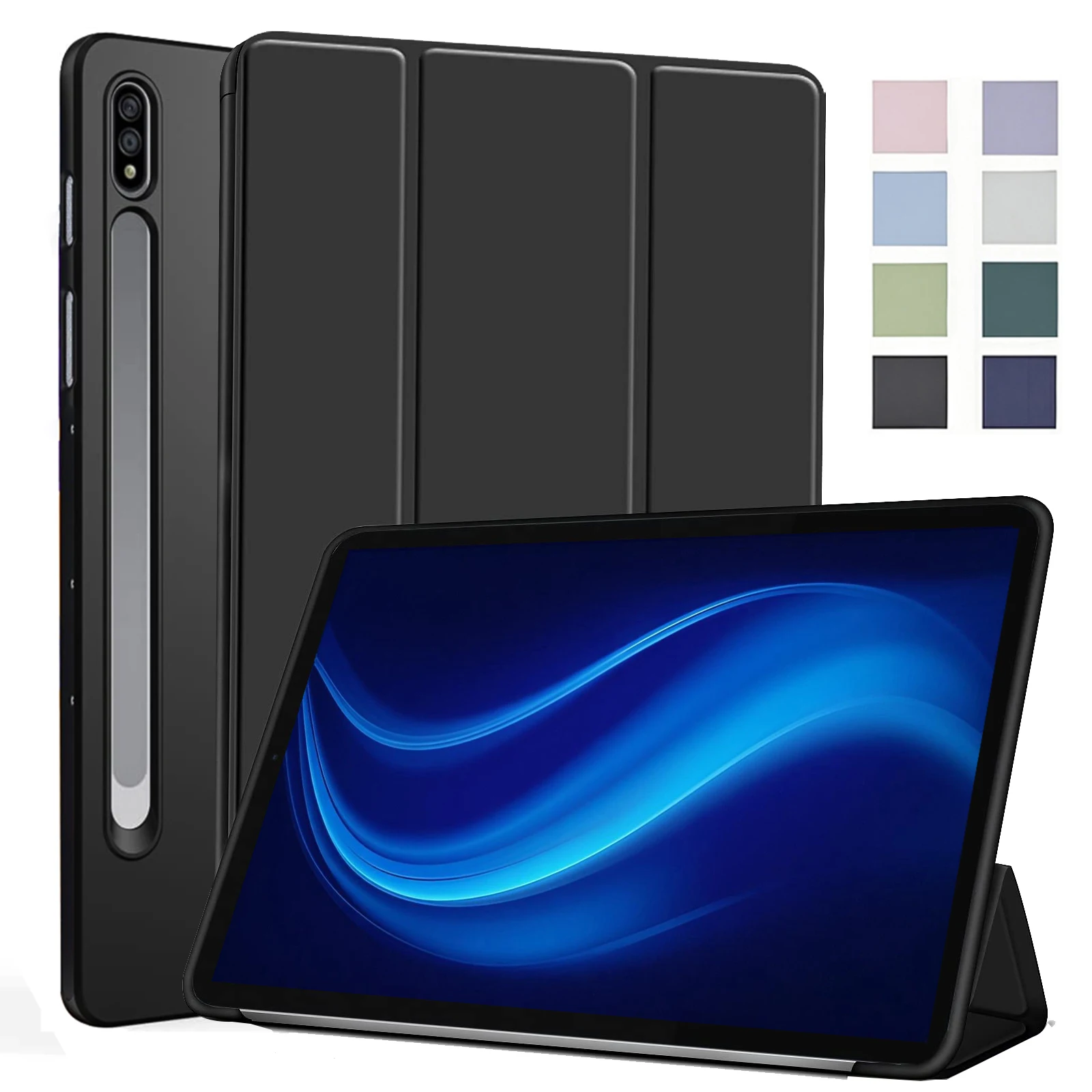 GEFENIS For Samsung Galaxy Tab S7 S8 11 SM-T870 SM-T875 SM-T876B SM-X700 SM-X706 Magnetic Flip Smart Cover Soft Silicone Case