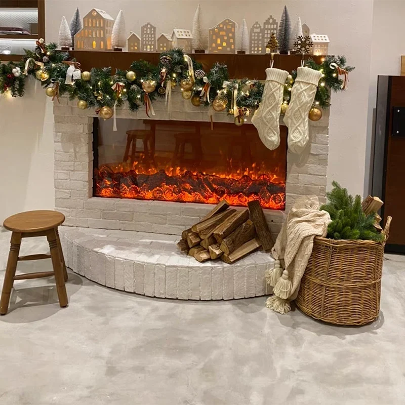 Lareira elétrica decorativa plug-in de chama de simulação inteligente de 30 polegadas