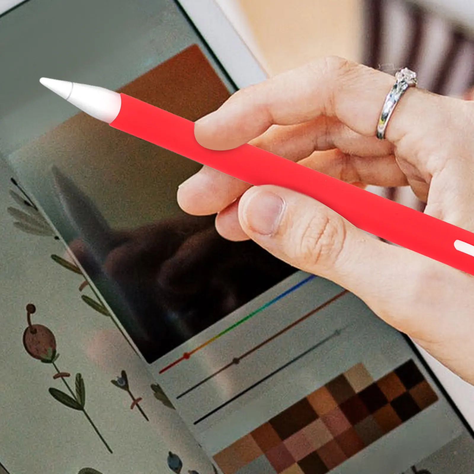 

Carrot Shaped Silicone Stylus Grip Holder for Pencil 2 Red Ergonomic Anti Slip Protective Cover Lightweight Portable