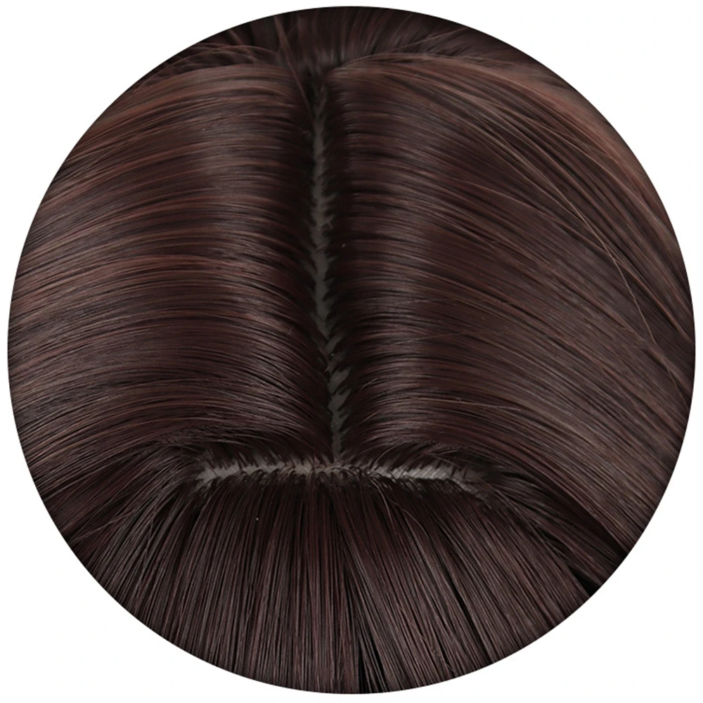 Peluca de Cosplay Chiori, pelucas de cola de caballo de 40cm de largo, pelucas de colores mezclados marrón amarillo, pelo sintético resistente al calor, pelucas para fiesta de Halloween + W