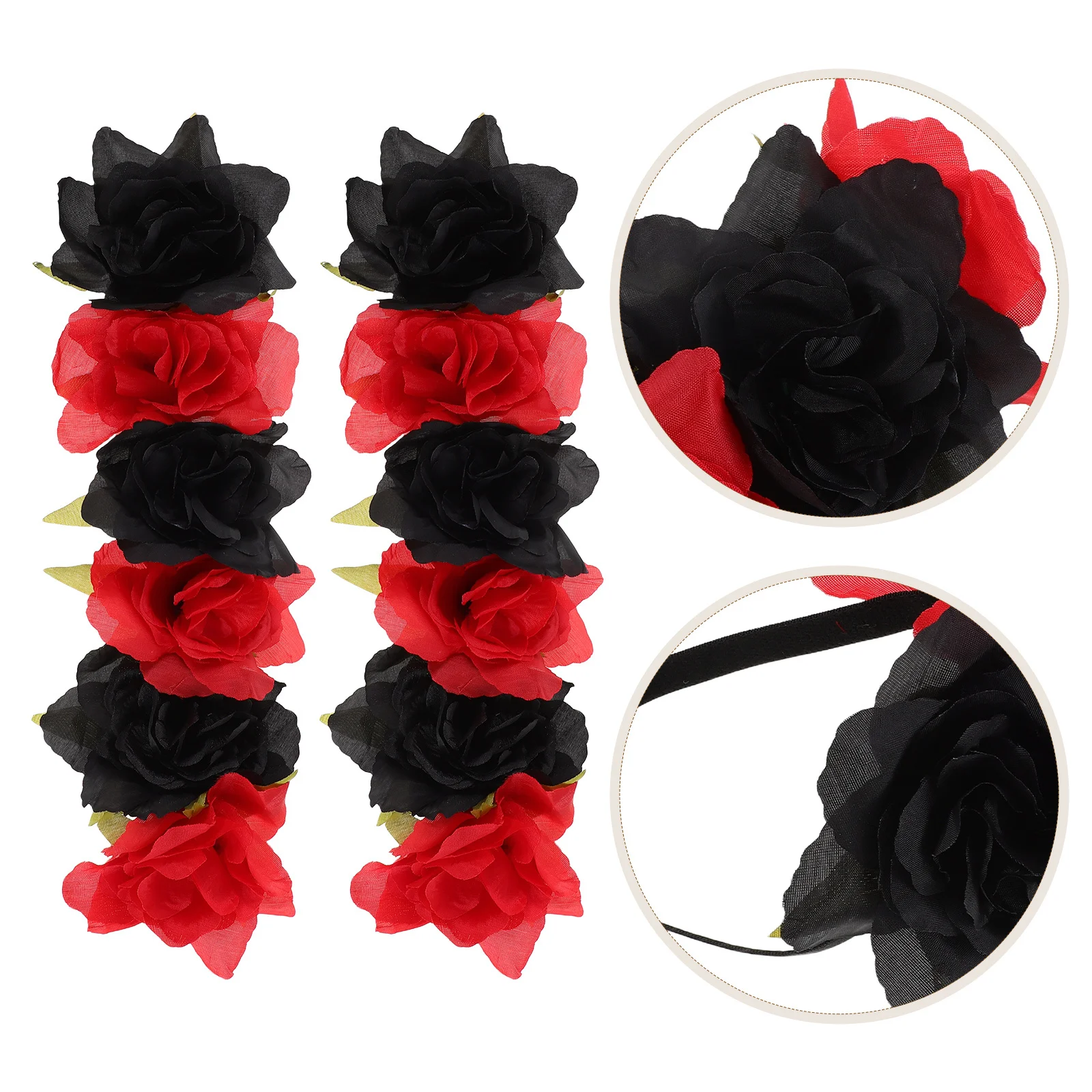

2pcs Bridal Flower Headband For Women Elastic Rose Crown Wedding Party Festival Headwear Bride To Be Floral Accessory -