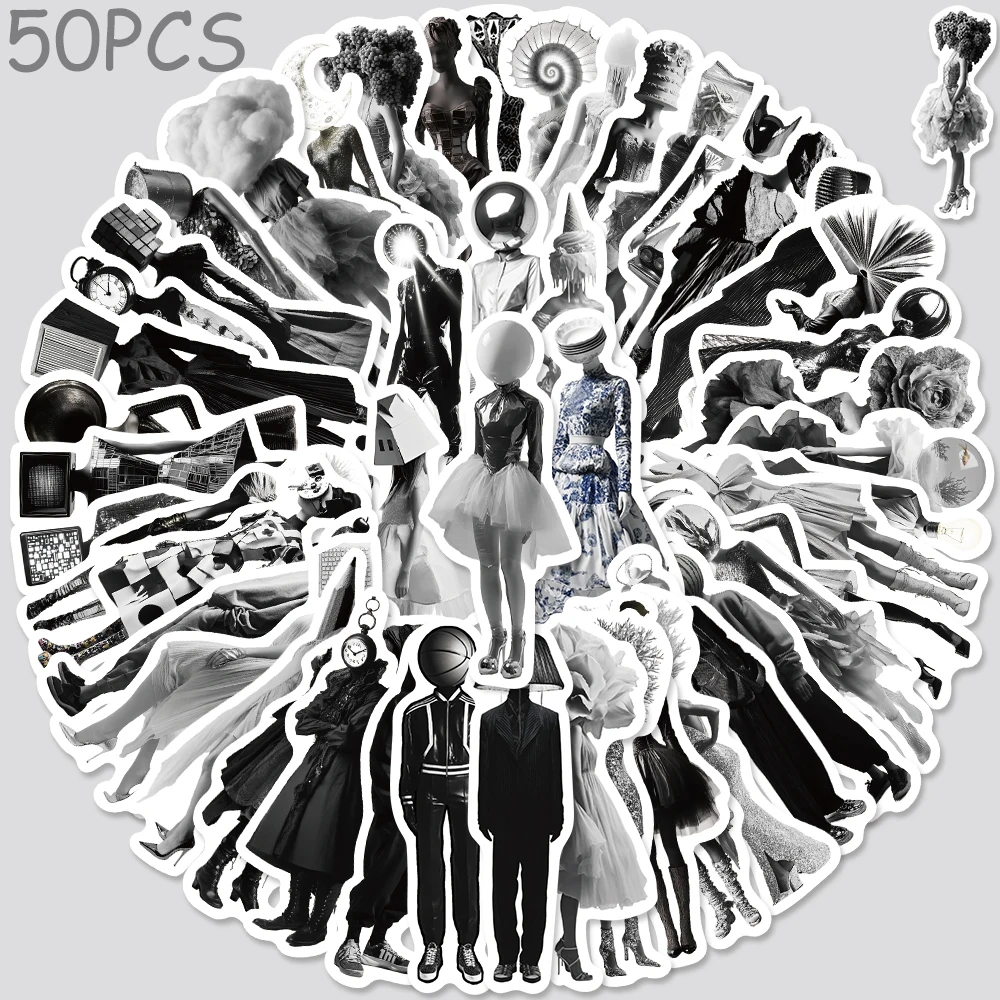 

50pcs Minimalist Surrealist Photography Stickers Decals For Laptop Scrapbook Skateboard Refrigerator DIY Aesthetic Stickers