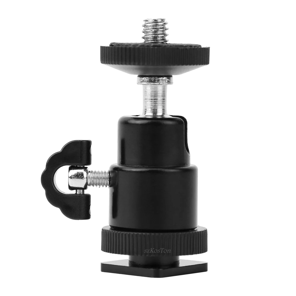 20pcs Mini Metal 360° Rotatable Ball Head 1/4 Hot Shoe Adapter Mount for Canon Niko Camera LED Flash Mic Tripod Bracket
