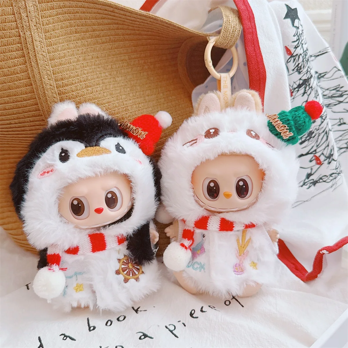 

Christmas Santa Cloak Set for Labubu V1 V3 Cute Penguin CostumeDoll Clothing for 17cm Labubu 1.0 3.0 Dolls Accessories