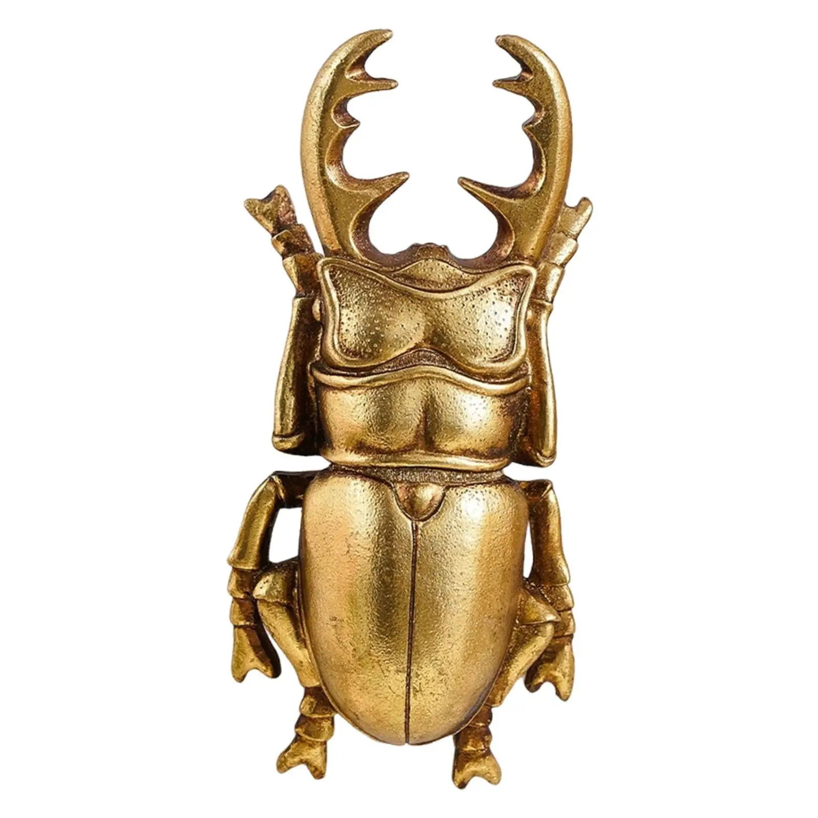 Creative Resin Beetle Figurine Gold Stag Animal Ornament Retro Sculpture for Living Room Decoration
