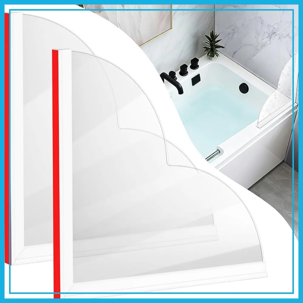 

2 Pack Large Shower Splash Guard Kit, 9.25x9.25 Bathtub Water Blocker, Self-Adhesive Keep Water in Shower