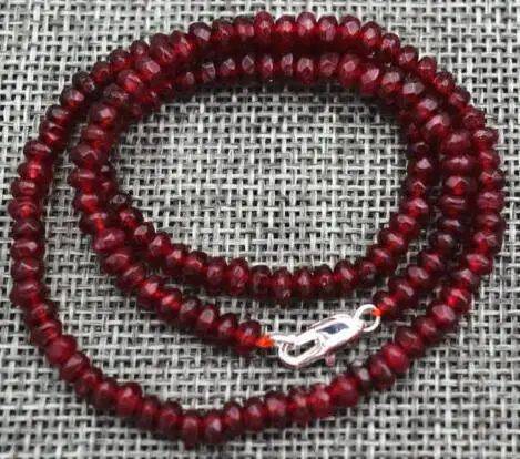 

Natural 2x4mm Faceted Red Garnet Handmade stone necklace 18''