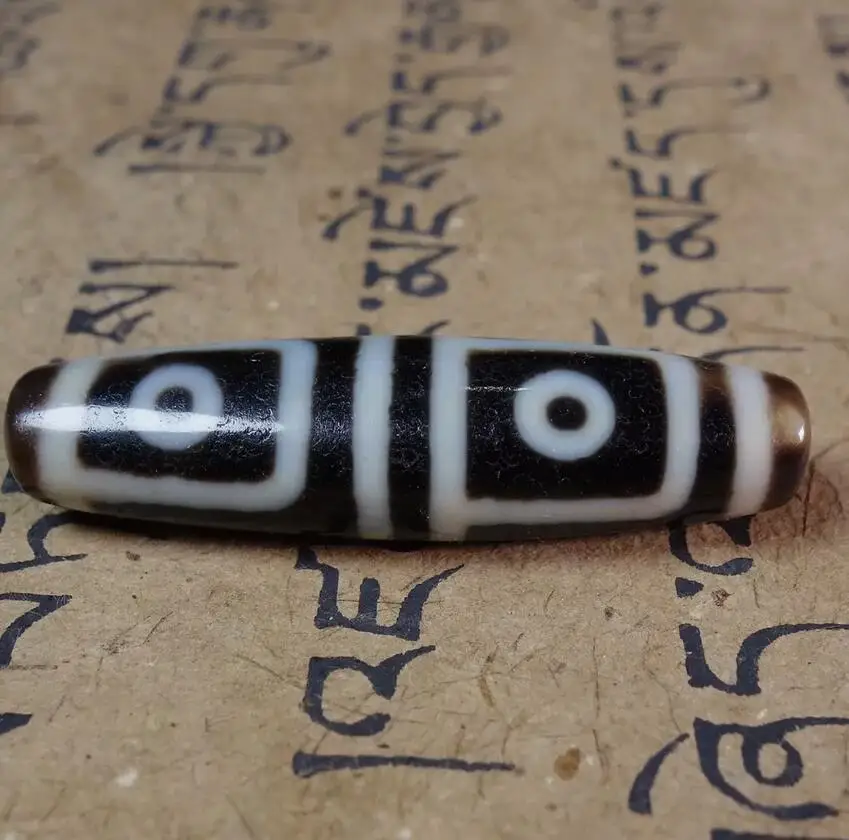 Himalayan Ancient Tibetan DZI Beads Old Agate 4 Eye Talisman Amulet Pendant#3711