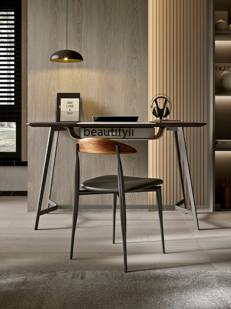 

ss7304 Italian Minimalist Desk Small Apartment Study Home Bedroom Smoky Color Simple Bookstand