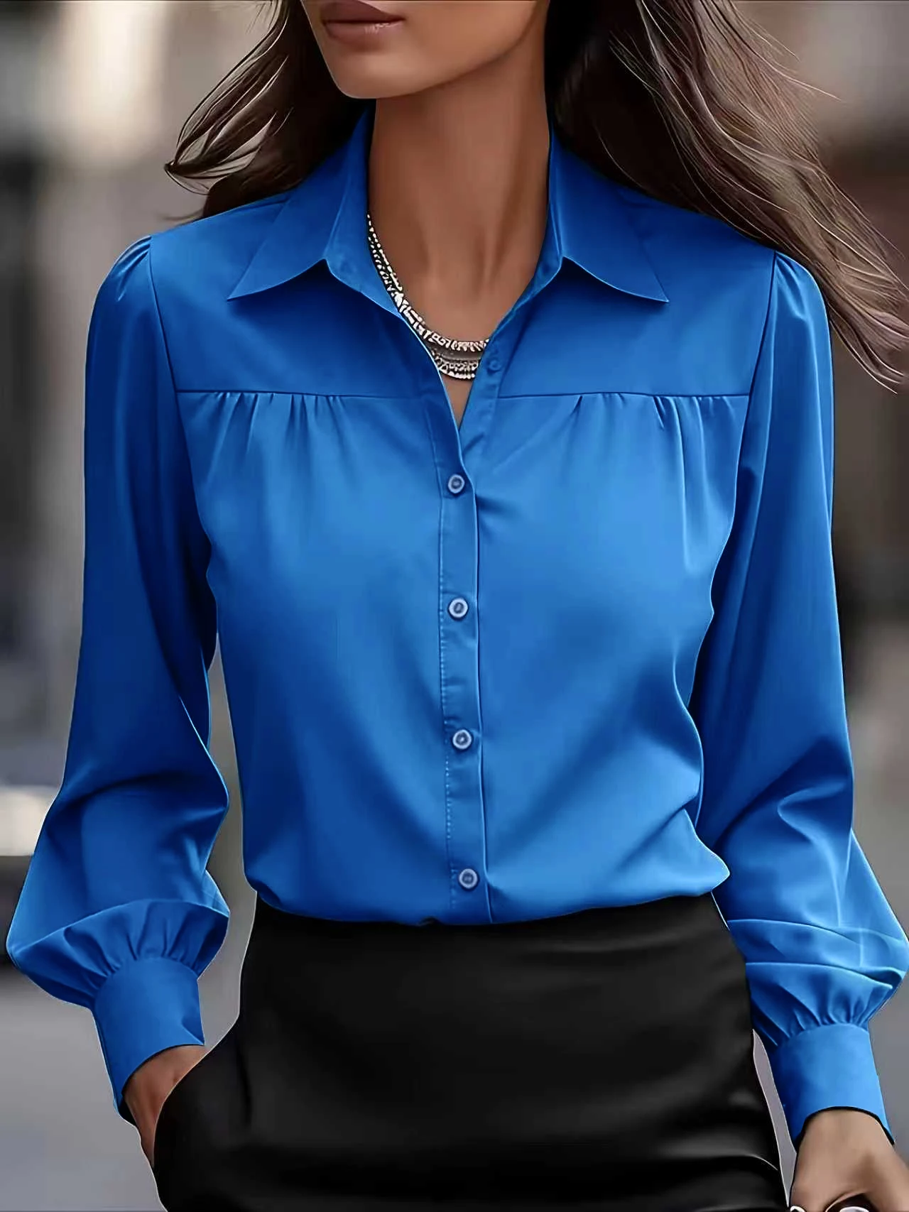 

Temperament Loose Woman Shirt Fashion Casual Blouse Elegant Long Sleeve Woman Shirt Holiday Weekend Top