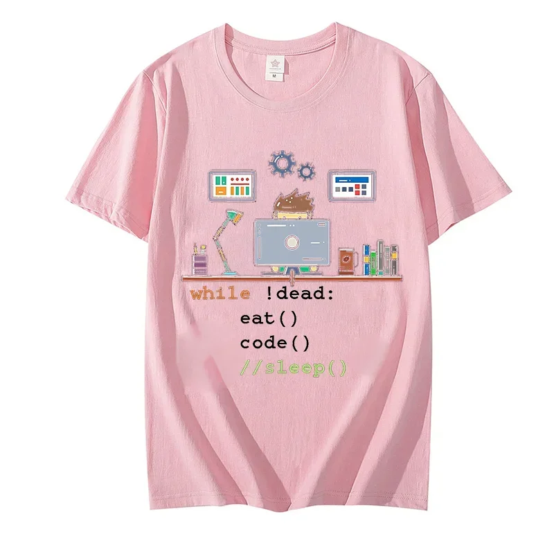 Lustige T-Shirts Informatik Python Programmierer essen Code Schlaf T-Shirts Grafik Streetwear Kurzarm Geburtstag Sommer T-Shirt