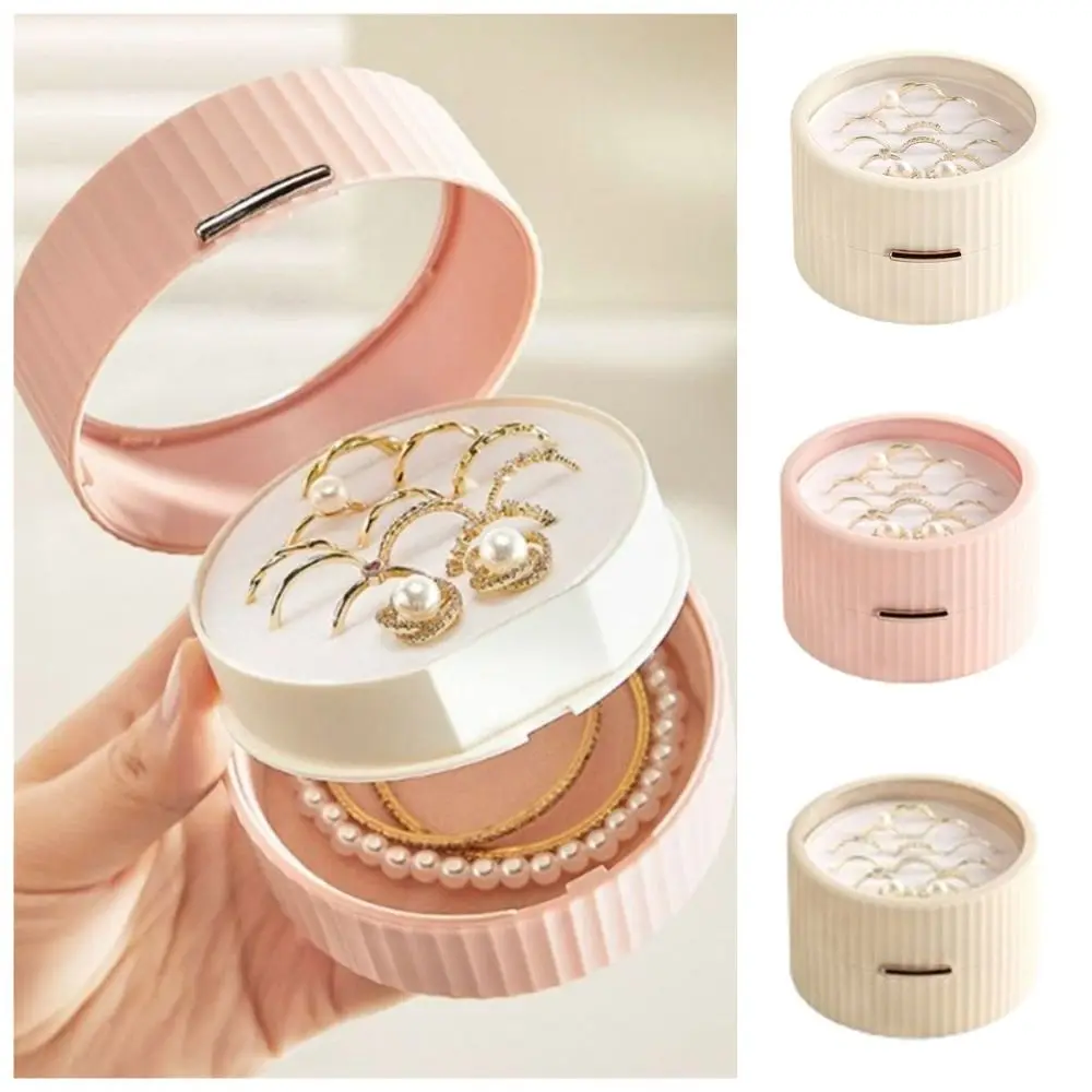 Macaron Portable Jewelry Organizer Solid Color Double Layer Earrings Rings Storage Box Save Space Sweet Jewelry Display Box