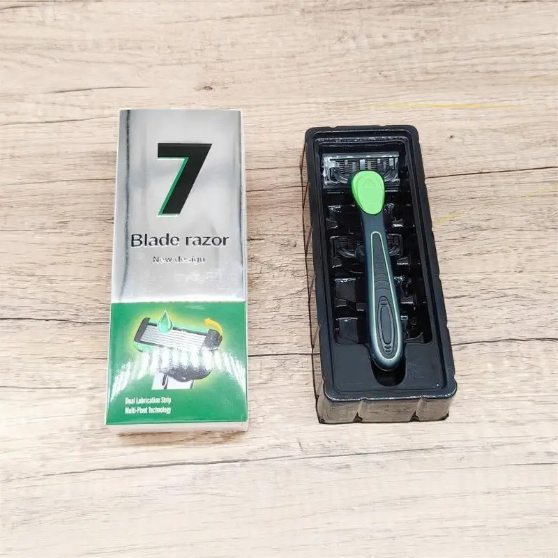 918D 7 Lớp bộ cạo râu có thể hoán đổi cho nhau với tay cầm cao su có trọng số quà Giáng sinh cho nam giới