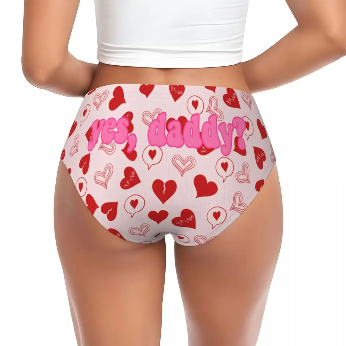 

Custom Lovely Yes Daddy Hearts Brief Panties Women Breathable Funny Valentine's Gift Underwear