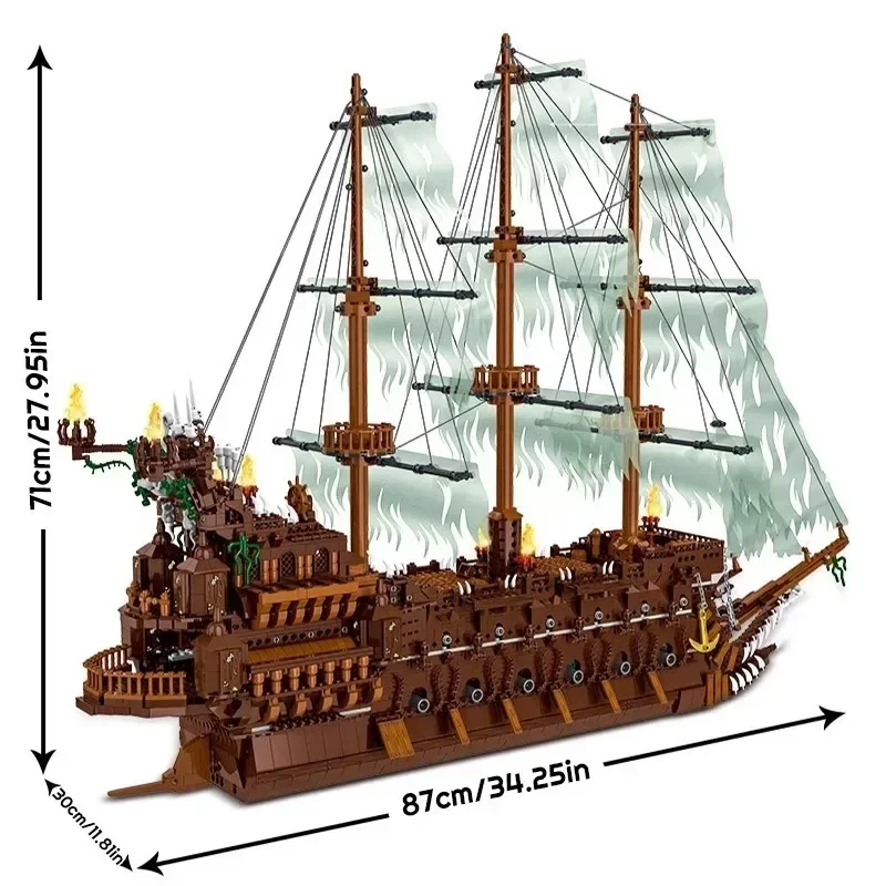 3652PCS MOC Il Volante Dutchman Nave Pirata Building Blocks Film Fantasma Modello Kit Giocattoli di Montaggio per Il Capretto Per Adulti Regalo di Halloween