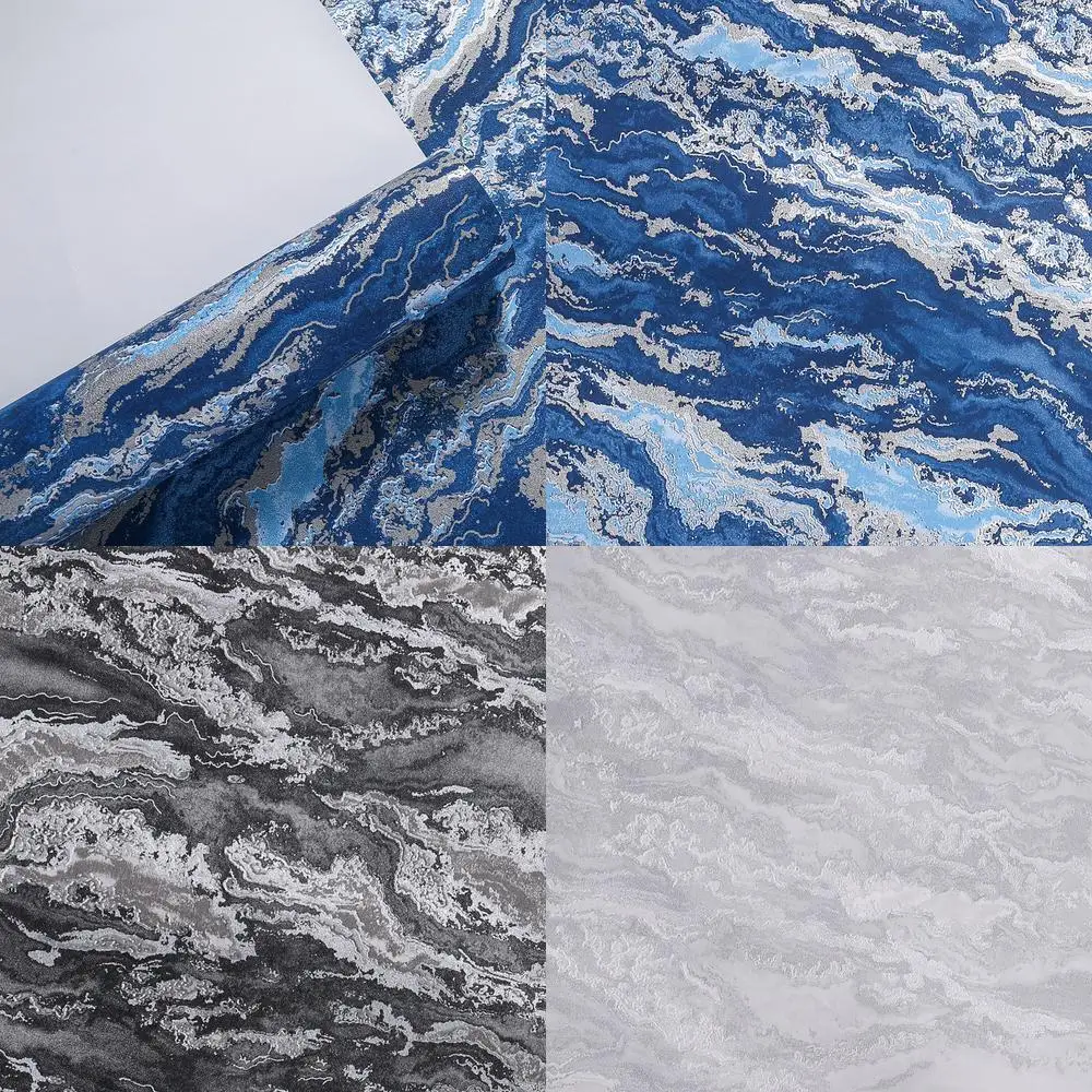Deep Blue 3D Auspicious Cloud Embossed Wallpaper for Living Room Study Tea Room Hotel Private Room New Chinese Style 3D