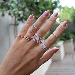 cute lovely girl women gift jewelry ring rose gold color size 6 7 8 pinky finger fashion evil eye rings cheap