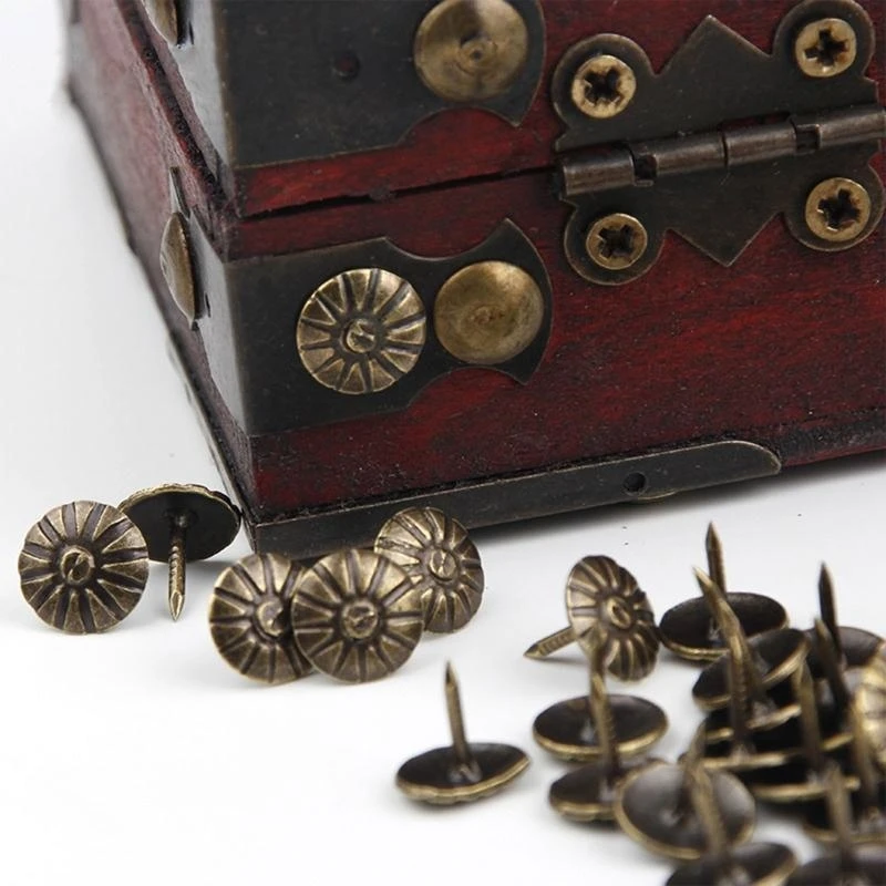 

652F 100 Pcs Antique Furniture Decorative Tacks Upholstery for Upholstered Furniture Cork Board or DIY Projects