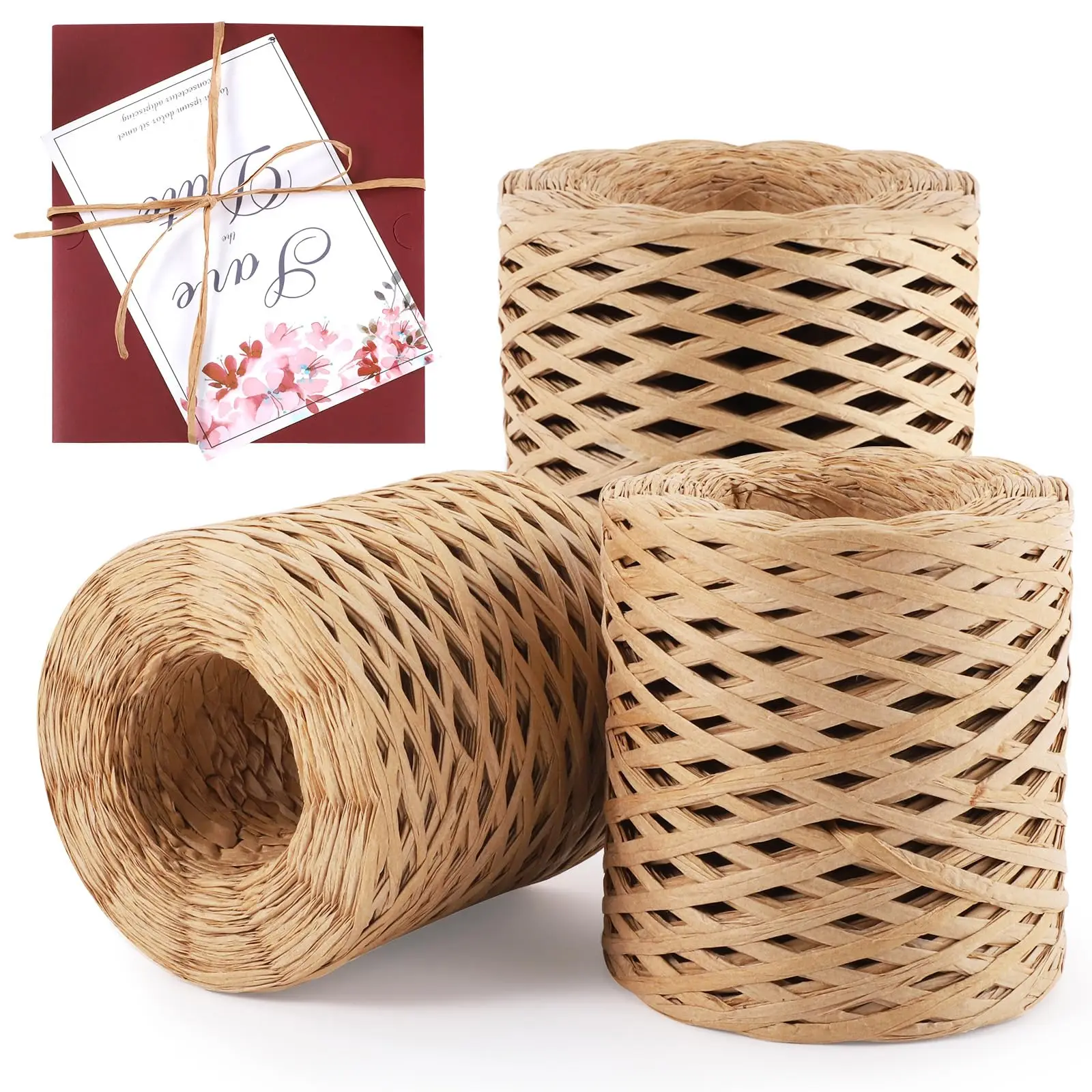 

Natural Raffia Paper Ribbon Paper Raffia Straw Yarn for Florist Bouquets Weaving Decoration Christmas Gift Wrap for Hand Crochet