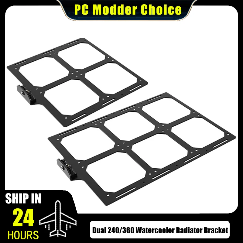 FREEZEMOD Wasserkühlungshalterung, Halterung aus Aluminiumlegierung für 2 x 240, 2 x 360 Kühler mit DC-Anschluss