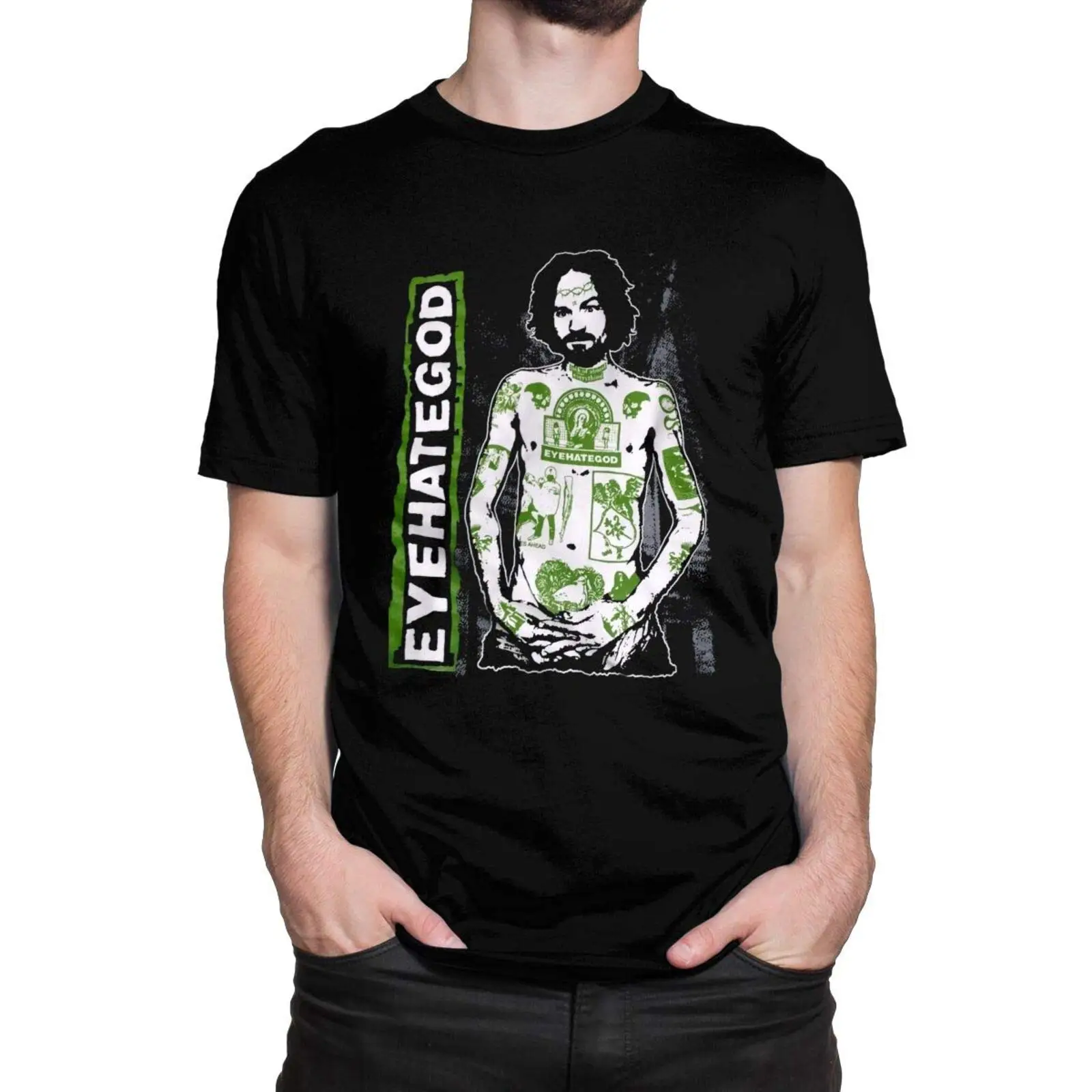 Eyehategod ผ้าฝ้ายแขนสั้นคอกลม, ผ้าฝ้ายระบายอากาศและนุ่มเสื้อการ์ตูนสีดำวินเทจไซส์ใหญ่พิเศษ