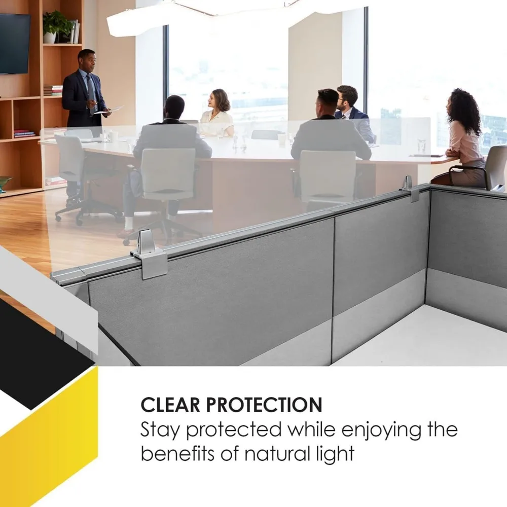 Acrylic Mounted Large Brackets Quality Desk Privacy Panel & Divider for Your Office Cubicle-Increase Separation & Improve