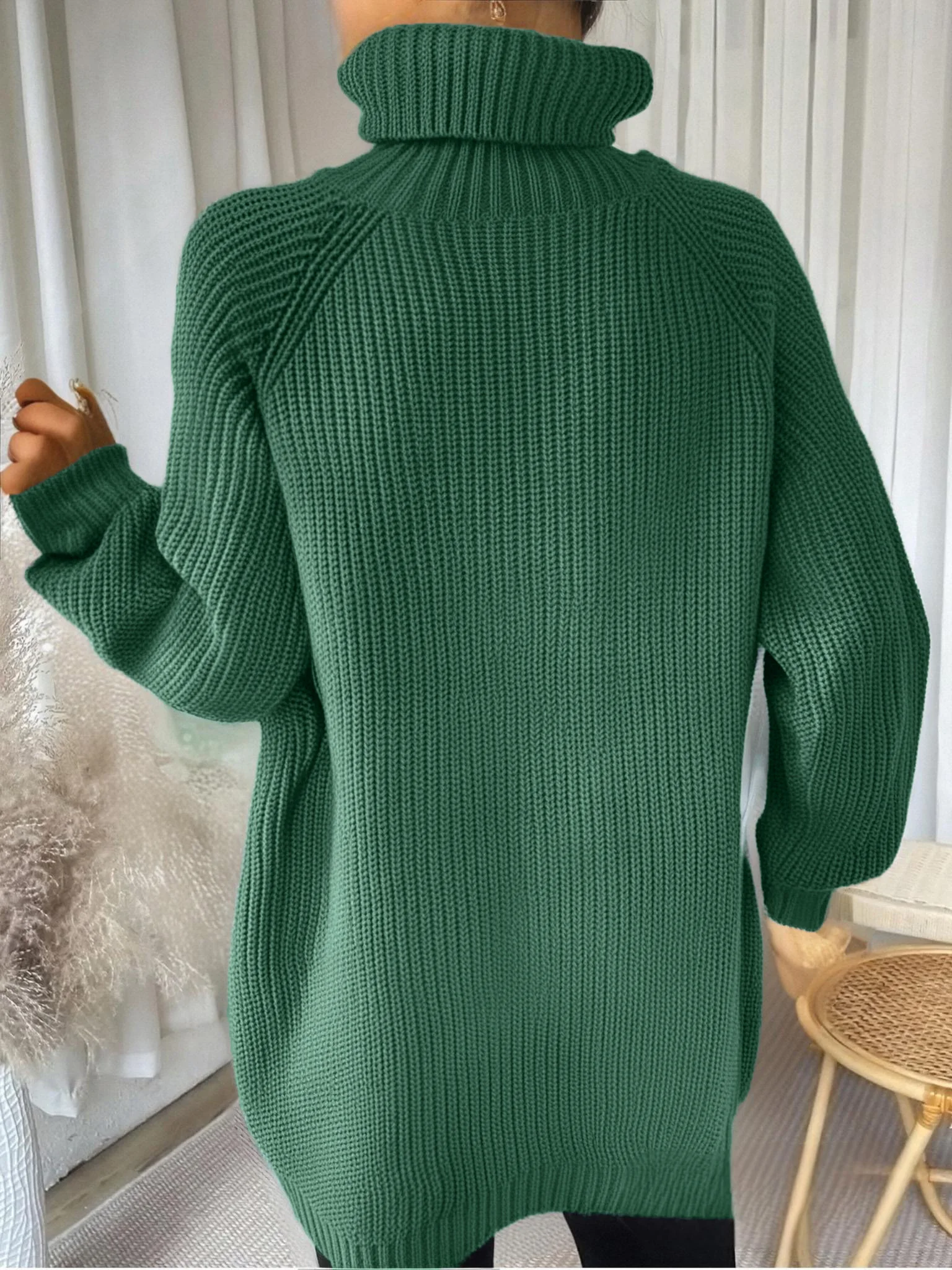 Plus Size Women's Casual Solid Turtleneck Long Sleeve Knit Pullover Sweater, Perfect for Winter view 2