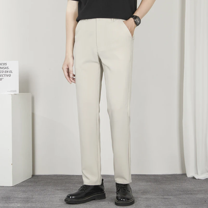 2024 Sommer neue tägliche Freizeit hose Herren 9-Zoll-Slim Fit gerades Bein vielseitiger Business-Trend einfache lässige lange Hose