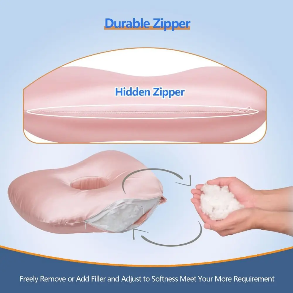 Cotton Filling Ear Piercing Pillow Portable Curved Ear Hole Donut Pillow Comfortable Breathable Ear Guard Pillow Side Sleepers
