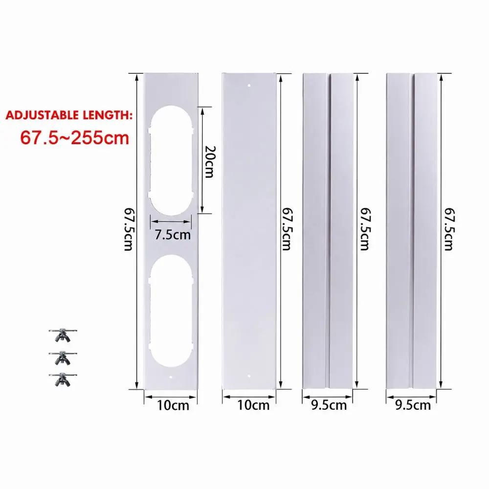 2/3/4pcs New Double Hole Window Sealing Plate PVC Adjustable Height Window Slide Plate Kit with Screws Windshield Home Use