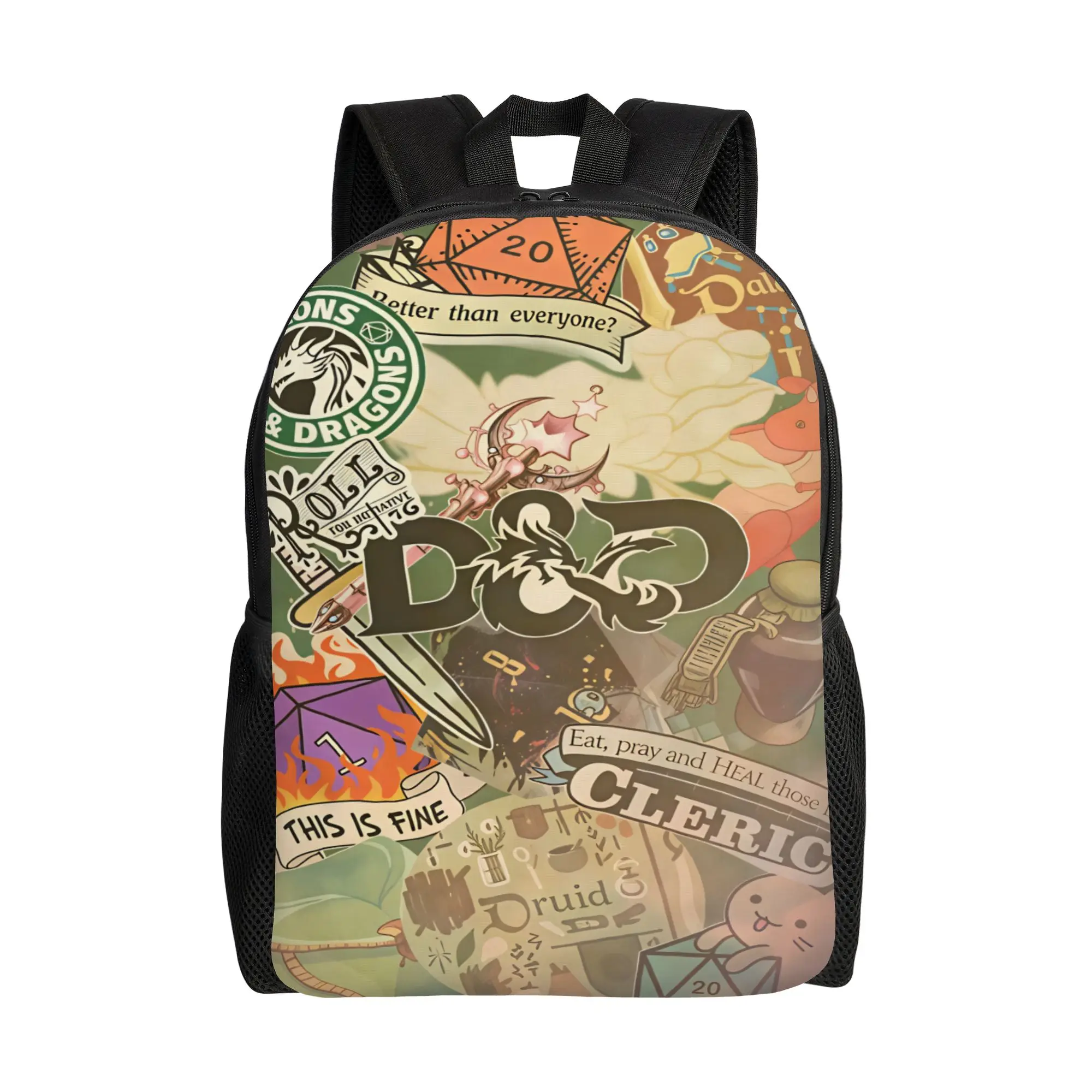 Dungeon Dragon DND Backpack Youth  Lightweight Backpacks Polyester Kawaii High School Bags Trekking Design Rucksack