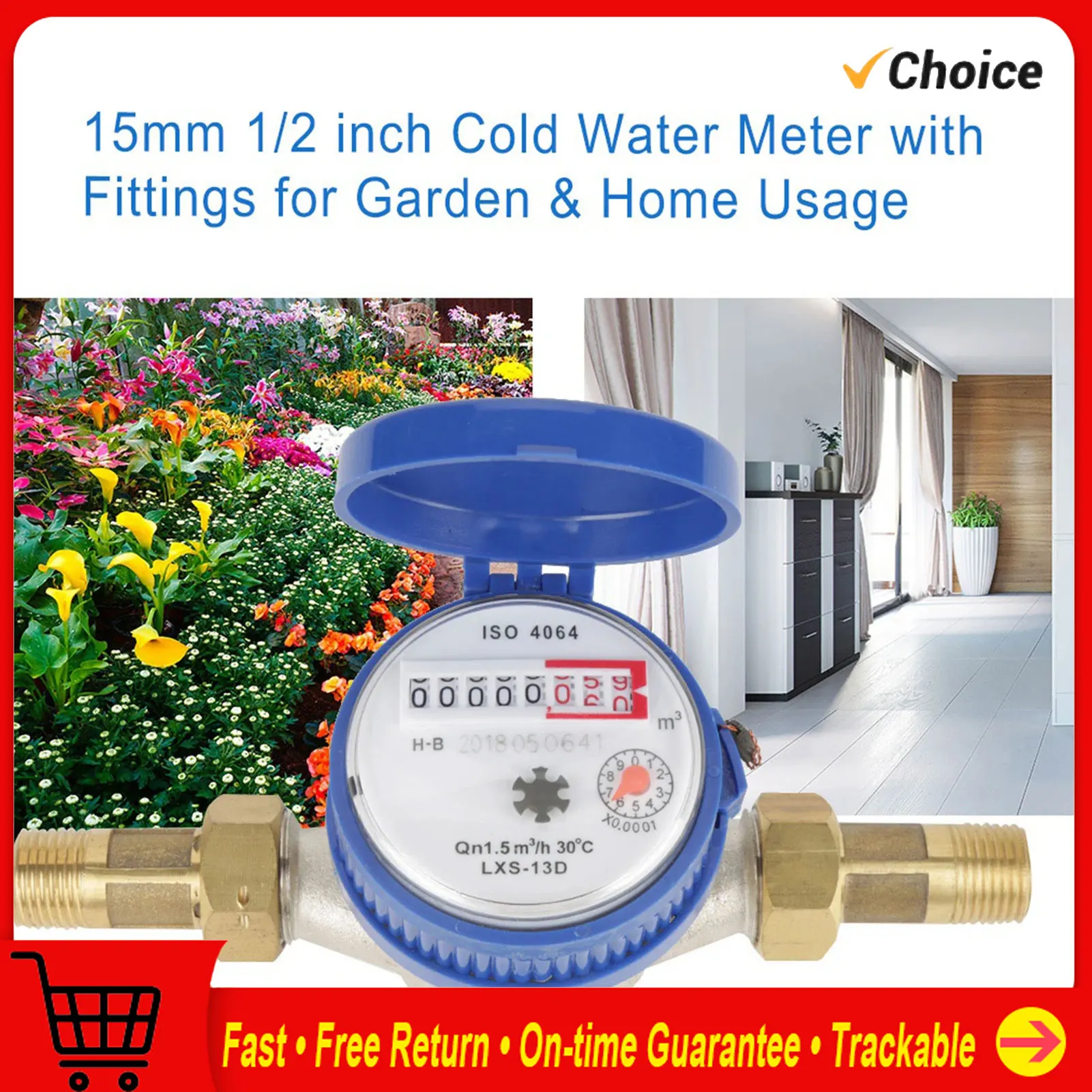 Medidor de agua fría de 15mm y 1/2 pulgadas con accesorios para uso doméstico y jardín medidor de agua fría de 15mm medidor de agua para el hogar medidor de agua fría