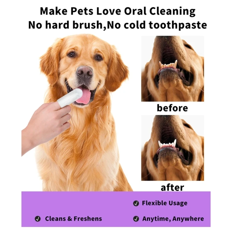 Y1UB Pet Finger Toothbrush Ear Cleaner Finger Wipes for Effective Plaque Removal Freshed Breath for Cats and Dogs Pet Supply