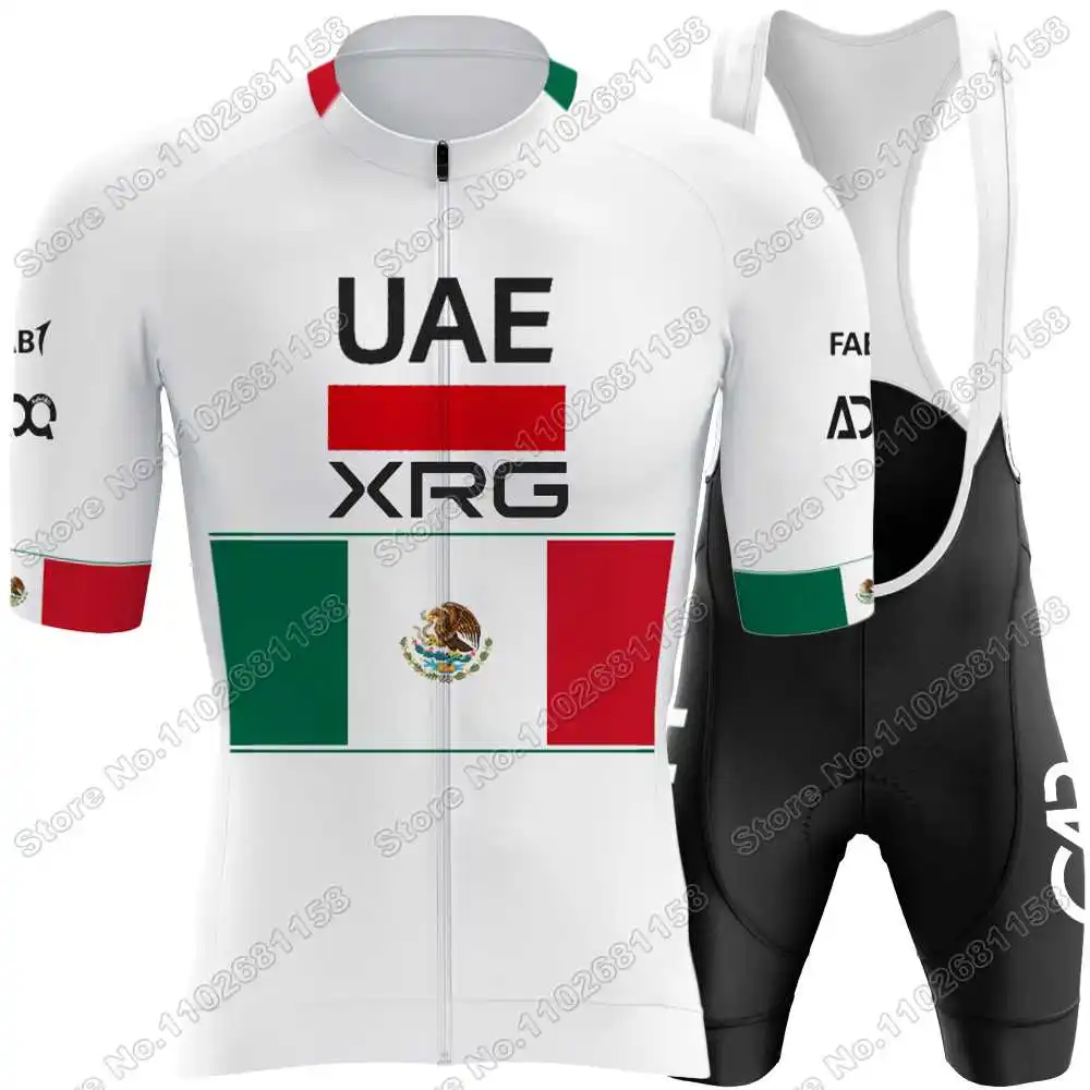 UAE Team チームバイクウェアセット,白と黄色のロードサイクリング