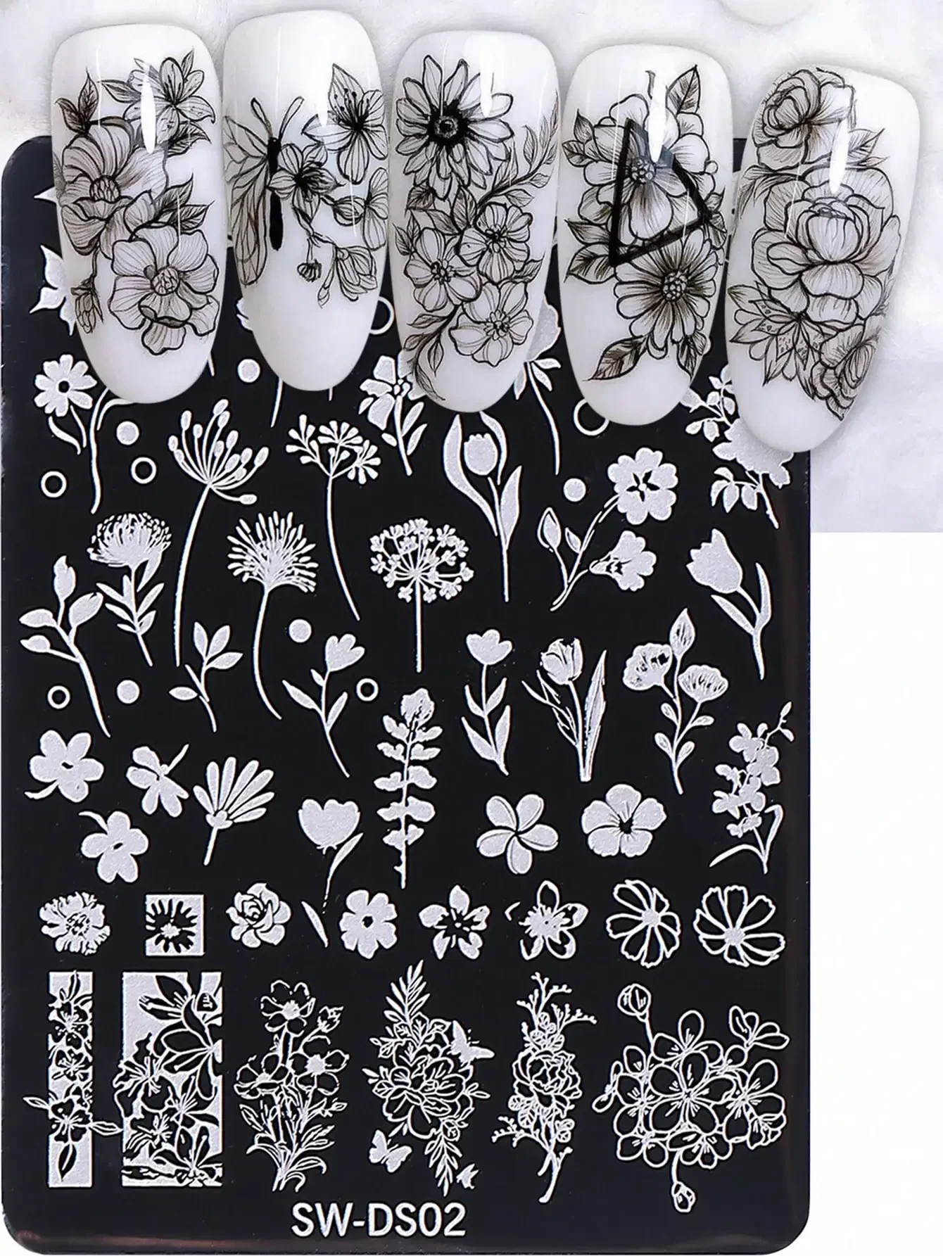 

1pc Flower & Leaf Pattern Nail Stamping Plate, Y2K Style Dandelion & Lily Design Steel Nail Art Template, DIY Nail Stamping Tool