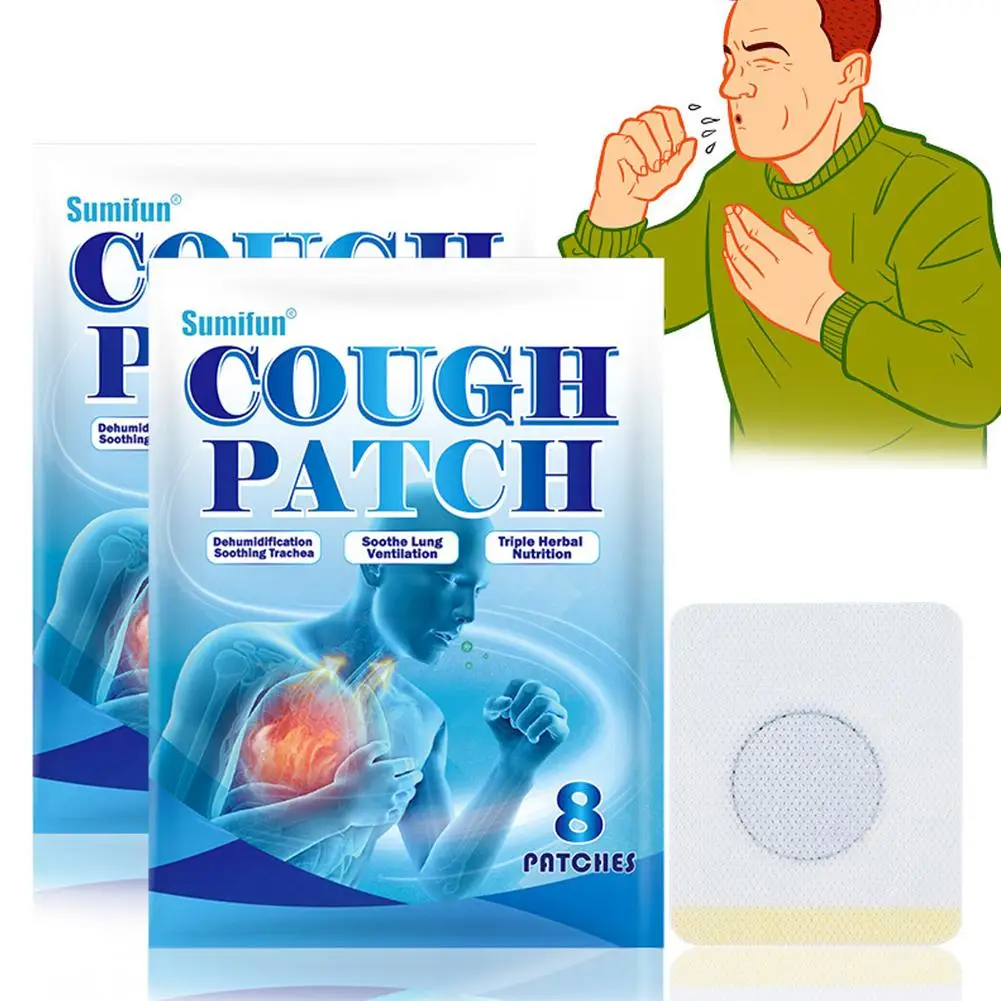 8pcs Cough Patch For Relieves Cough Itchy Throat Asthma Herbal Sticker Excessive Phlegm Anti-Itching Plaster