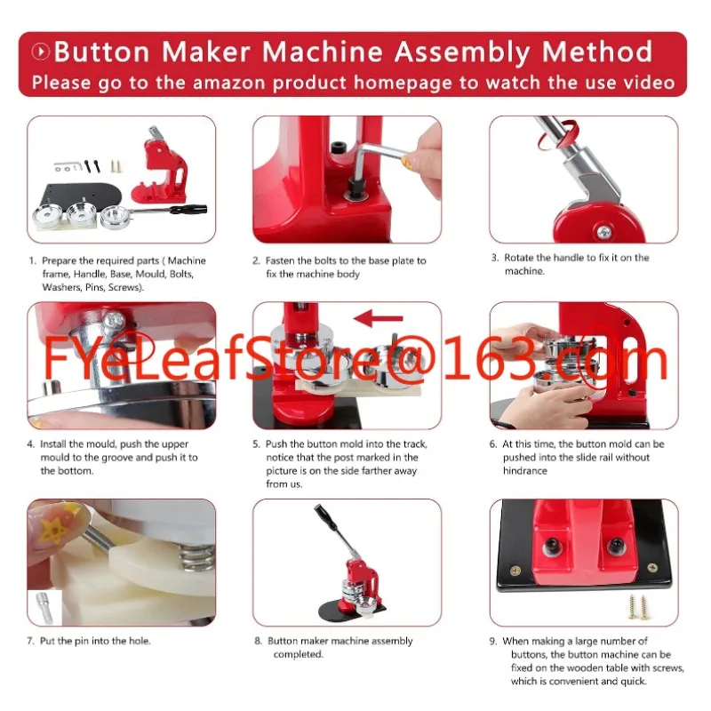 Button Maker Machine Multiple Sizes 1.25+2.25 Inch (32+58mm) with 200 PCS Materials  Cutter and Cutting Mat