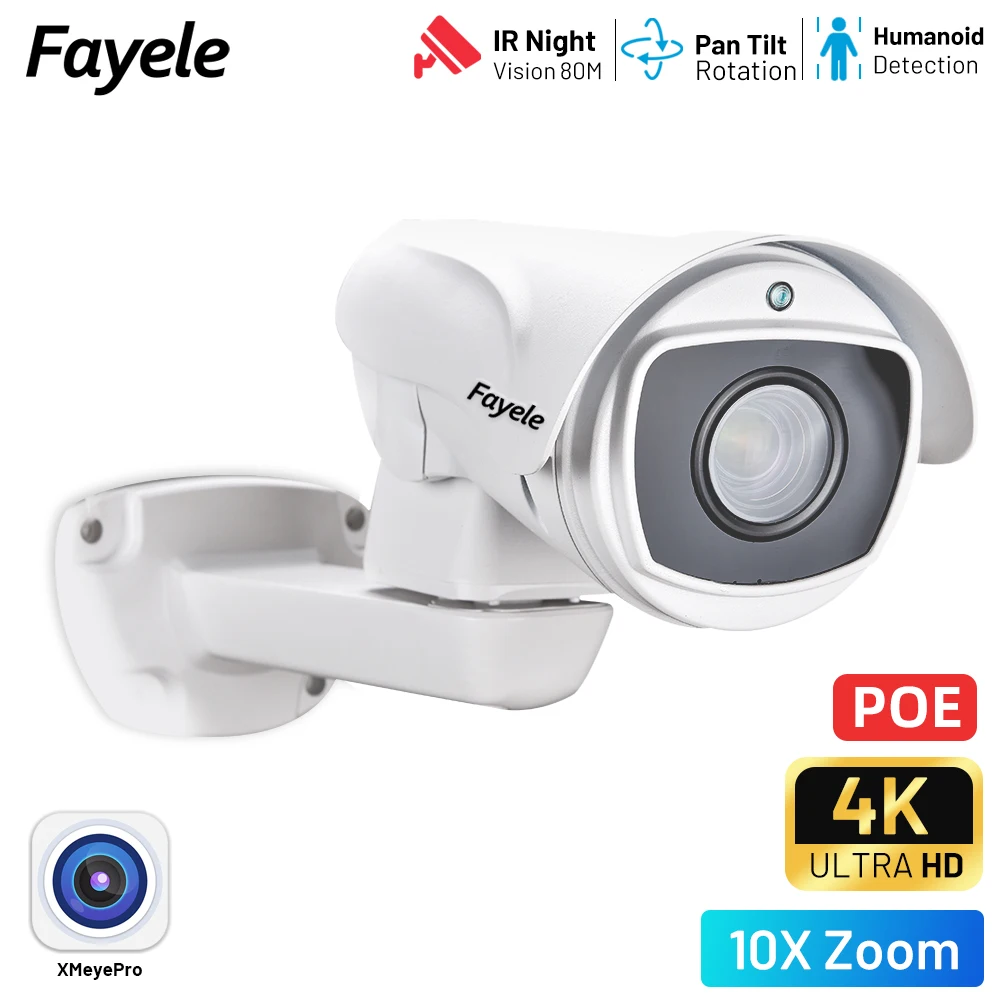 

Super HD 4K 8MP POE PTZ Camera 5X 10X Optical Zoom Human Detection IR 60m H.265 5MP Outdoor AI Street Security Bullet IP Camera