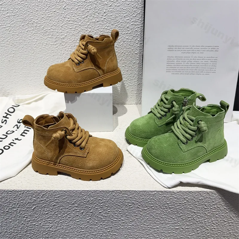 Toddler Ankle Boots 2025 Autumn Winter Girls Soft-sole Non-slip Zipper Short Boots Kids Retro Platform Fashion Princess Boots