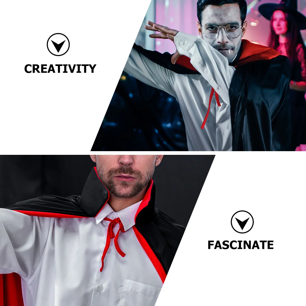 

2Pcs Halloween Vampire Cape Reusable Cosplay Cloak for Party Role Play Photo Prop Breathable Classic Color Elegant