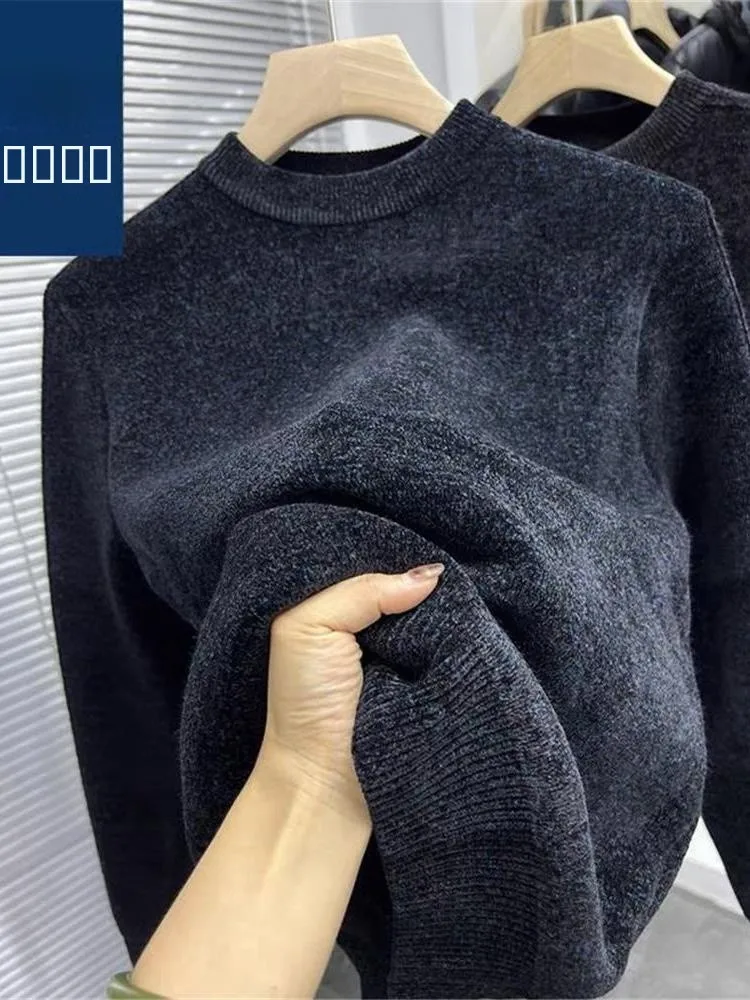 

Aton Men's Thiened Fce Knitted Sweater High Collar round Ne Warm Base Layer Winter Clothing Casual Sle Long Sve