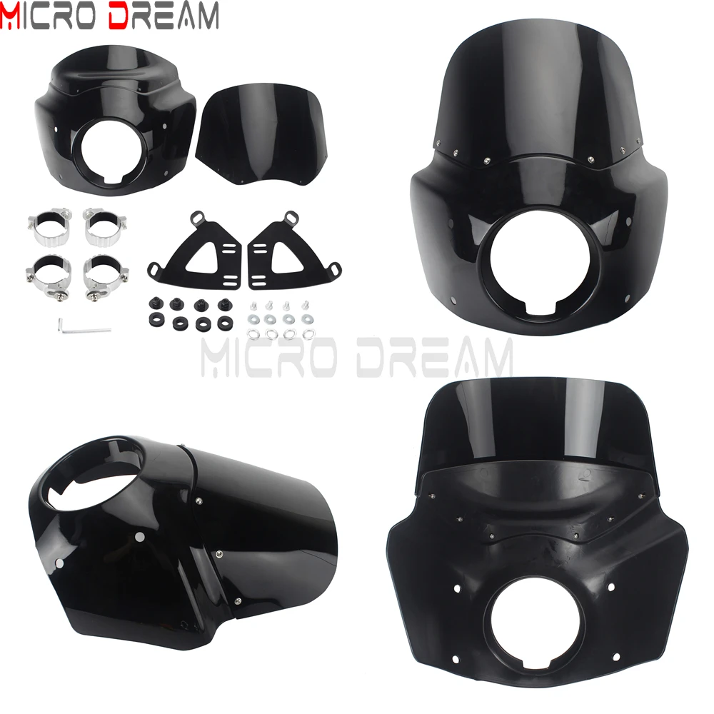 Motorcycle 11/ 15inch Windshield Fairing Front Headlight Cowls Kit For Harley Softail Street Bob Dyna FXDB FXDL FXDC FXDI FXDSE